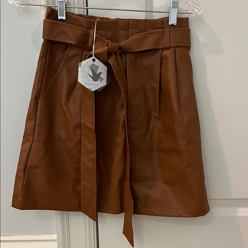 Faux Lether Brown Mini Skirt